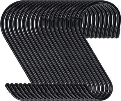 DINGEE 12 Pack 6 Inch Large S Hooks, Heavy Duty Vinyl Coated Non-Slip Metal Black Hooks for Hanging, Closet Kitchen Bathroom Garden Hooks for Pots Pans Clothes Plants Jeans Towels