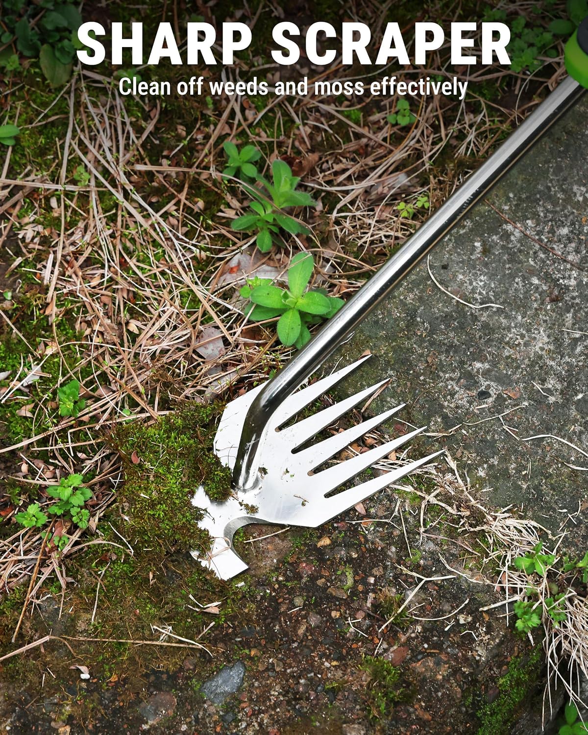 15-Inch 6-Tine Weed Puller Tool for Deep Root Removal