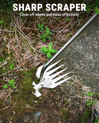 15-Inch 6-Tine Weed Puller Tool for Deep Root Removal