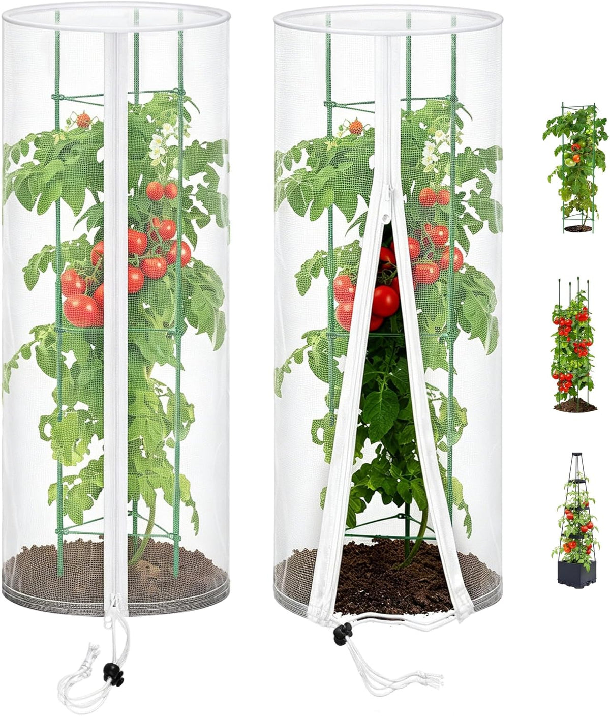 2PCS Garden Netting Plant Cover for Round Tomato Cage 59"x17"