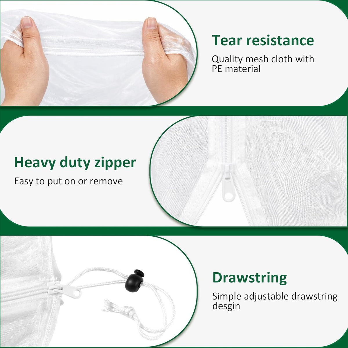 2PCS Garden Netting Plant Cover for Round Tomato Cage 59"x17"