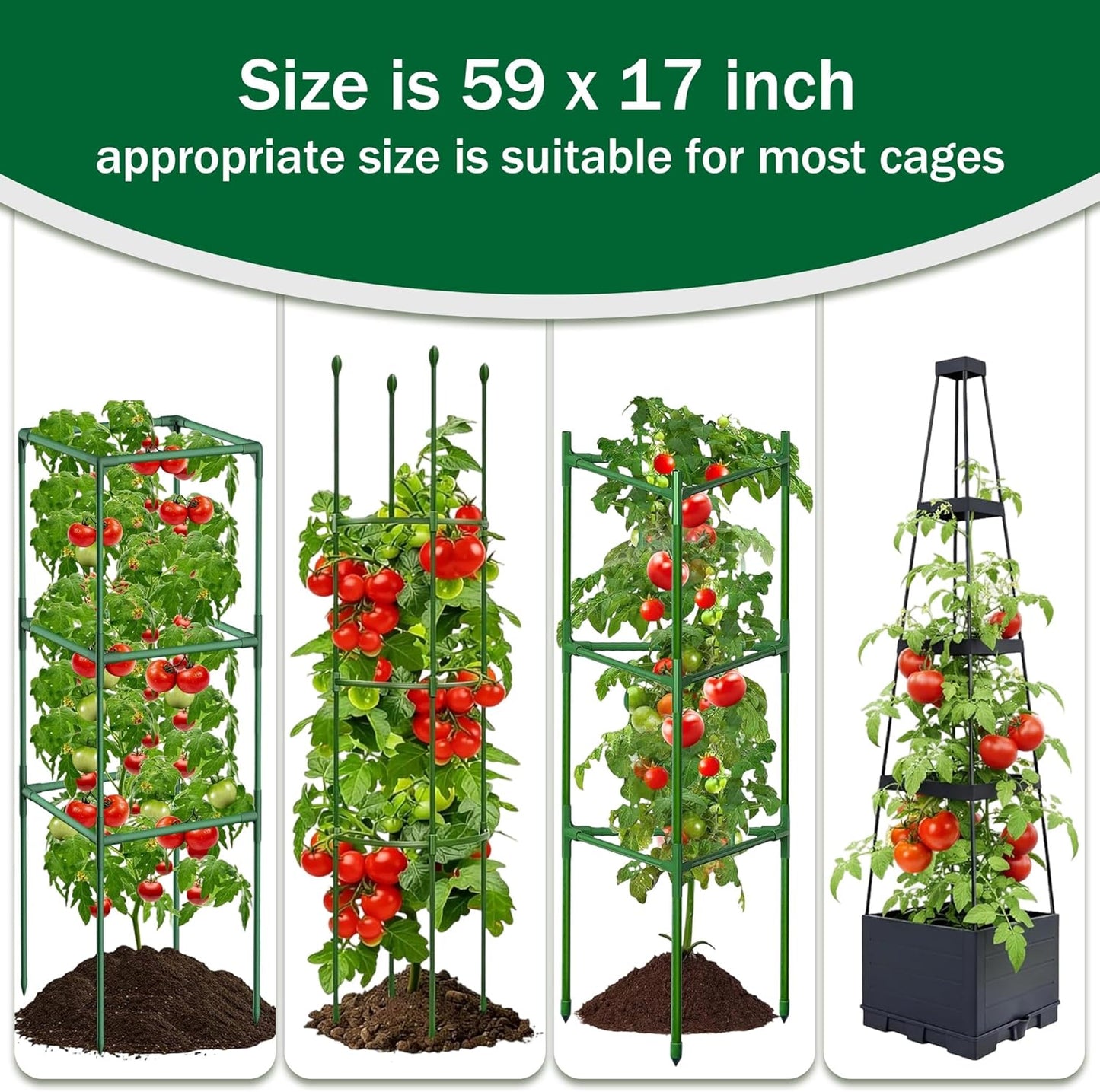 2PCS Garden Netting Plant Cover for Round Tomato Cage 59"x17"