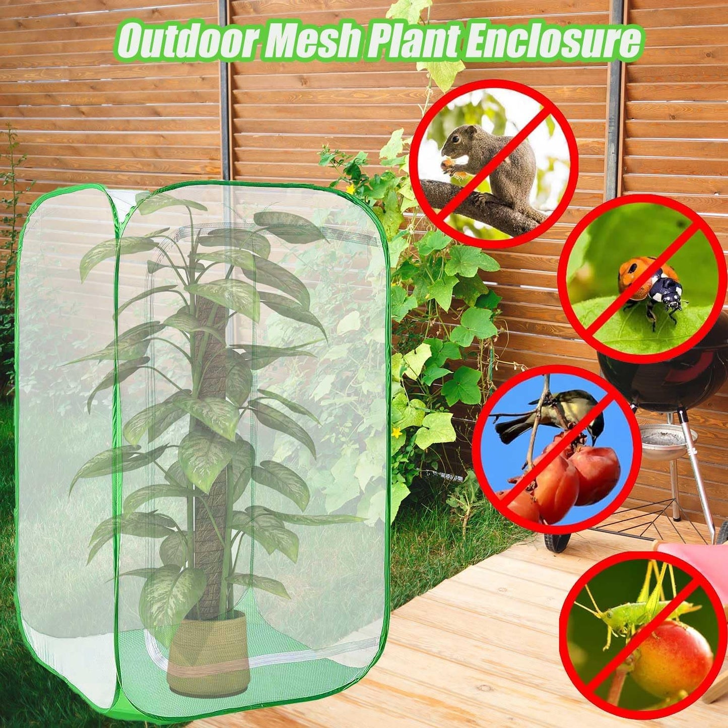 Pop Up Garden Mesh Plant Cover 2Pcs Outdoor Plant Protector Mesh Plant Enclosure Raised Bed Garden Bird and Pest Protection Guard for Fruits Vegetables Seedlings and Herbs