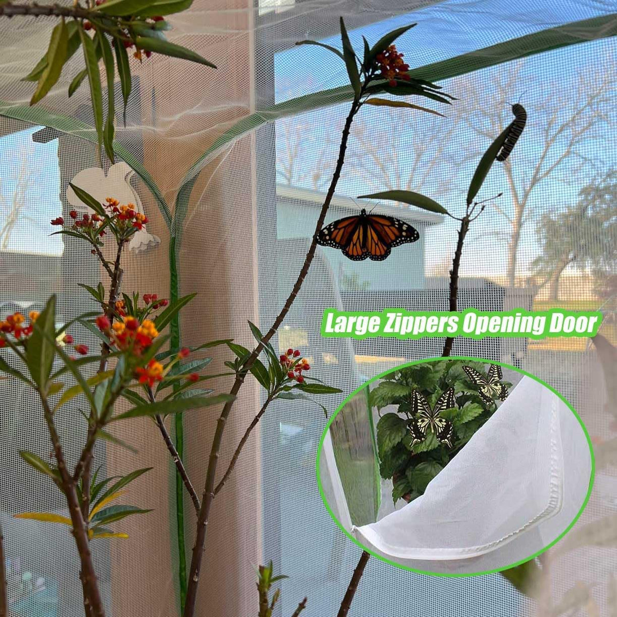 Pop Up Garden Mesh Plant Cover 2Pcs Outdoor Plant Protector Mesh Plant Enclosure Raised Bed Garden Bird and Pest Protection Guard for Fruits Vegetables Seedlings and Herbs