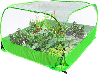 Pop Up Garden Mesh Plant Cover 2Pcs Outdoor Plant Protector Mesh Plant Enclosure Raised Bed Garden Bird and Pest Protection Guard for Fruits Vegetables Seedlings and Herbs