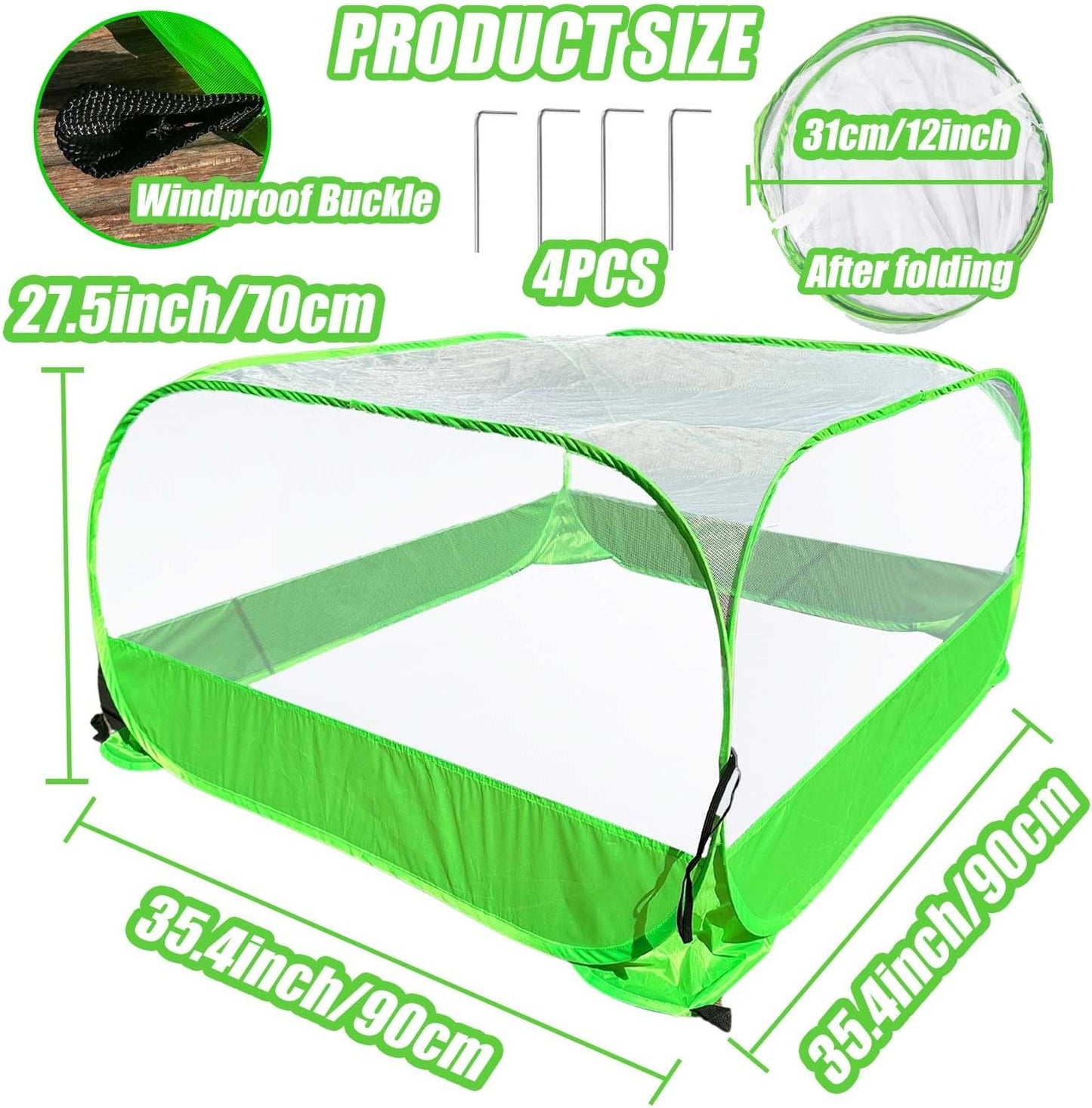 Pop Up Garden Mesh Plant Cover 2Pcs Outdoor Plant Protector Mesh Plant Enclosure Raised Bed Garden Bird and Pest Protection Guard for Fruits Vegetables Seedlings and Herbs