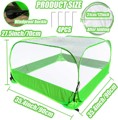 Pop Up Garden Mesh Plant Cover 2Pcs Outdoor Plant Protector Mesh Plant Enclosure Raised Bed Garden Bird and Pest Protection Guard for Fruits Vegetables Seedlings and Herbs