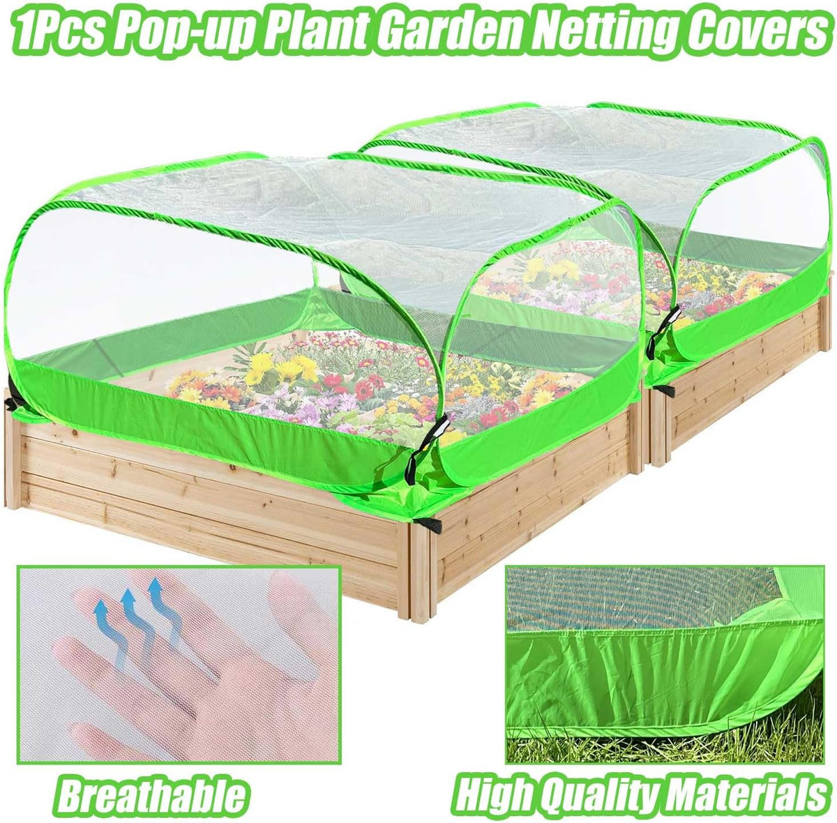 Pop Up Garden Mesh Plant Cover 2Pcs Outdoor Plant Protector Mesh Plant Enclosure Raised Bed Garden Bird and Pest Protection Guard for Fruits Vegetables Seedlings and Herbs