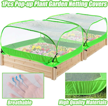 Pop Up Garden Mesh Plant Cover 2Pcs Outdoor Plant Protector Mesh Plant Enclosure Raised Bed Garden Bird and Pest Protection Guard for Fruits Vegetables Seedlings and Herbs