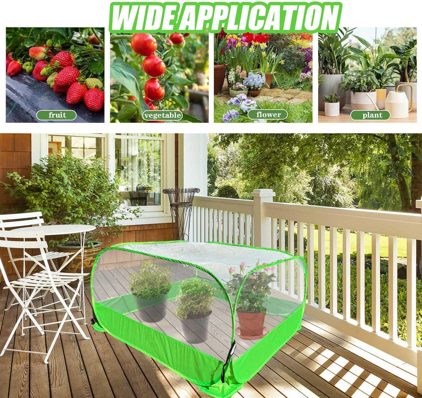 Pop Up Garden Mesh Plant Cover 2Pcs Outdoor Plant Protector Mesh Plant Enclosure Raised Bed Garden Bird and Pest Protection Guard for Fruits Vegetables Seedlings and Herbs