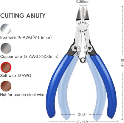 330 Flush Cutters, Precision Wire Cutter, Flush Pliers, Wire Snips, Electrical Cutters, Sprue, Side & Small Wire Nippers, Diagonal Cut Snips, Ideal for Electronics & Precision Cutting Needs