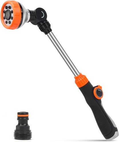Watering Wand, 18.5 Inches Long Garden Hose Wand with 180° Swivel Head, 8 Spray Patterns, Adjustable Garden Sprayer Wand with Nozzle