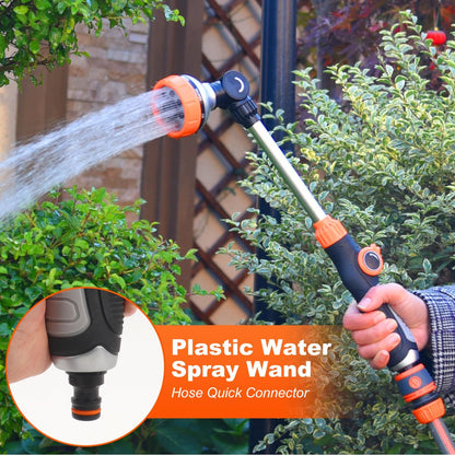 Watering Wand, 18.5 Inches Long Garden Hose Wand with 180° Swivel Head, 8 Spray Patterns, Adjustable Garden Sprayer Wand with Nozzle
