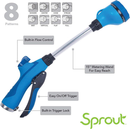 65103-AMZ 8-Pattern 15" Watering Wand and QuickConnect Product Adapter Amazon Bundle, Raspberry Red