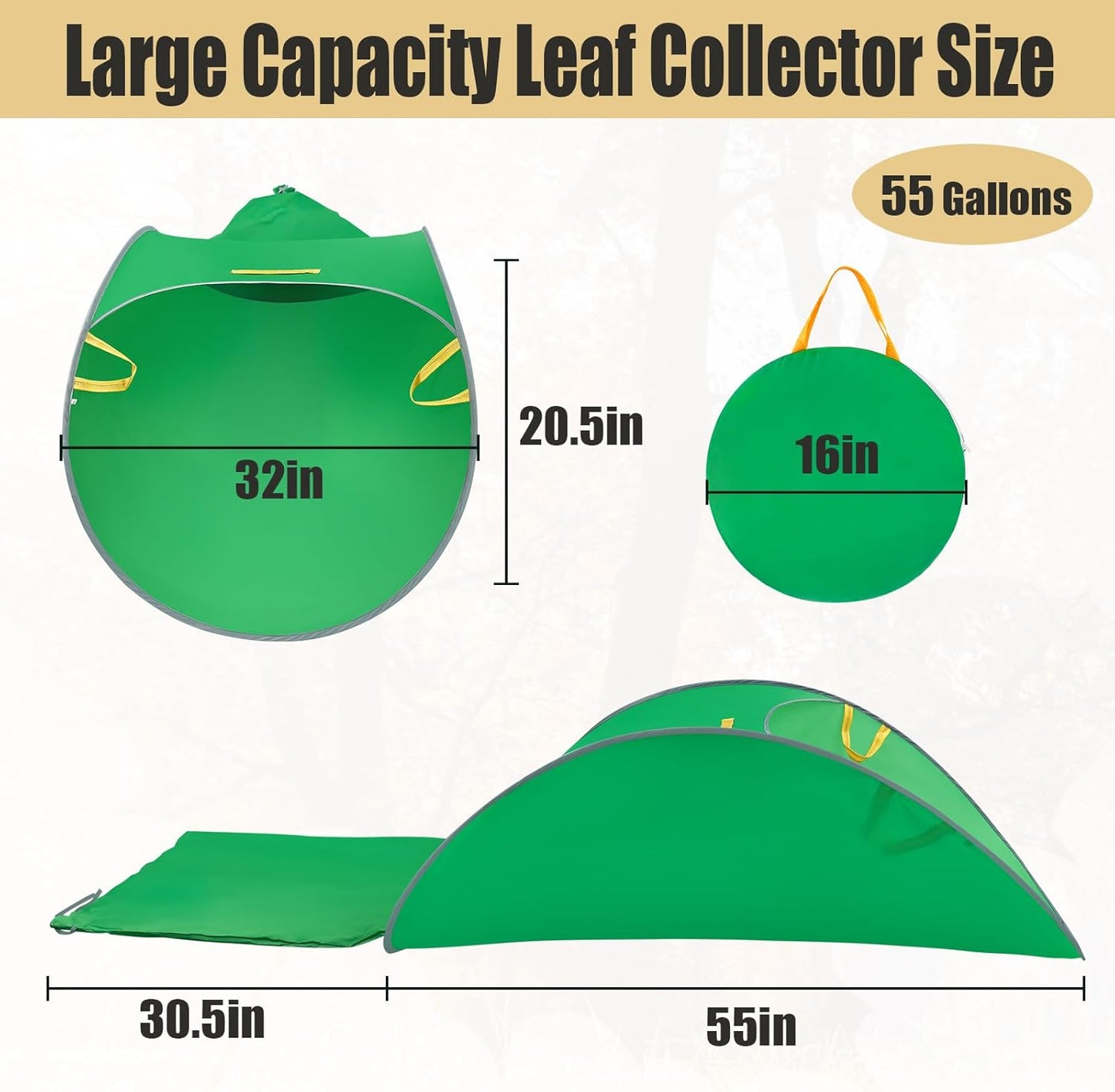 Leaf Collector, Portable Pop Up Leaf Bags, Foldable Leaf Pick Up Tools