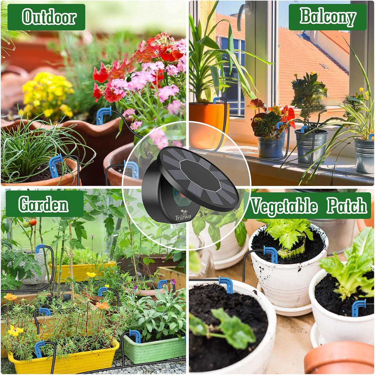 Solar Automatic Drip Irrigation System Kit, DIY Irrigation System for Garden Outdoor/Indoor Gardening System, Plant Watering System Drip Irrigation System, 9 Timing Modes with Anti-Siphon Set