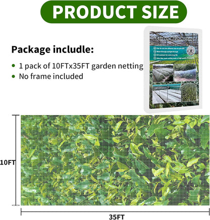 10ft x 35ft Garden Netting, Plant Mesh Netting, Garden Plant Row Cover, Greenhouse Screen Protection, Garden Net for Vegetables, Fruits, Flowers