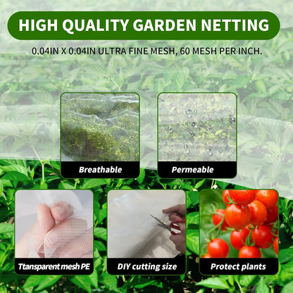 10ft x 35ft Garden Netting, Plant Mesh Netting, Garden Plant Row Cover, Greenhouse Screen Protection, Garden Net for Vegetables, Fruits, Flowers