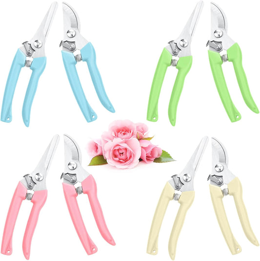 8 Pcs Garden Shears Pruning Scissors Clippers Sharp Hand Pruners for Gardening Tools Cutting Flowers Trimming Plants Bonsai Fruits Picking, 4 Bypass Blade and 4 Straight Blade