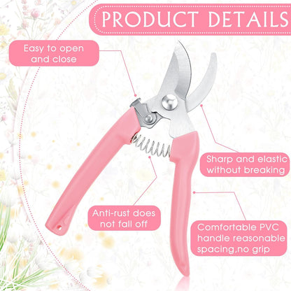 8 Pcs Garden Shears Pruning Scissors Clippers Sharp Hand Pruners for Gardening Tools Cutting Flowers Trimming Plants Bonsai Fruits Picking, 4 Bypass Blade and 4 Straight Blade