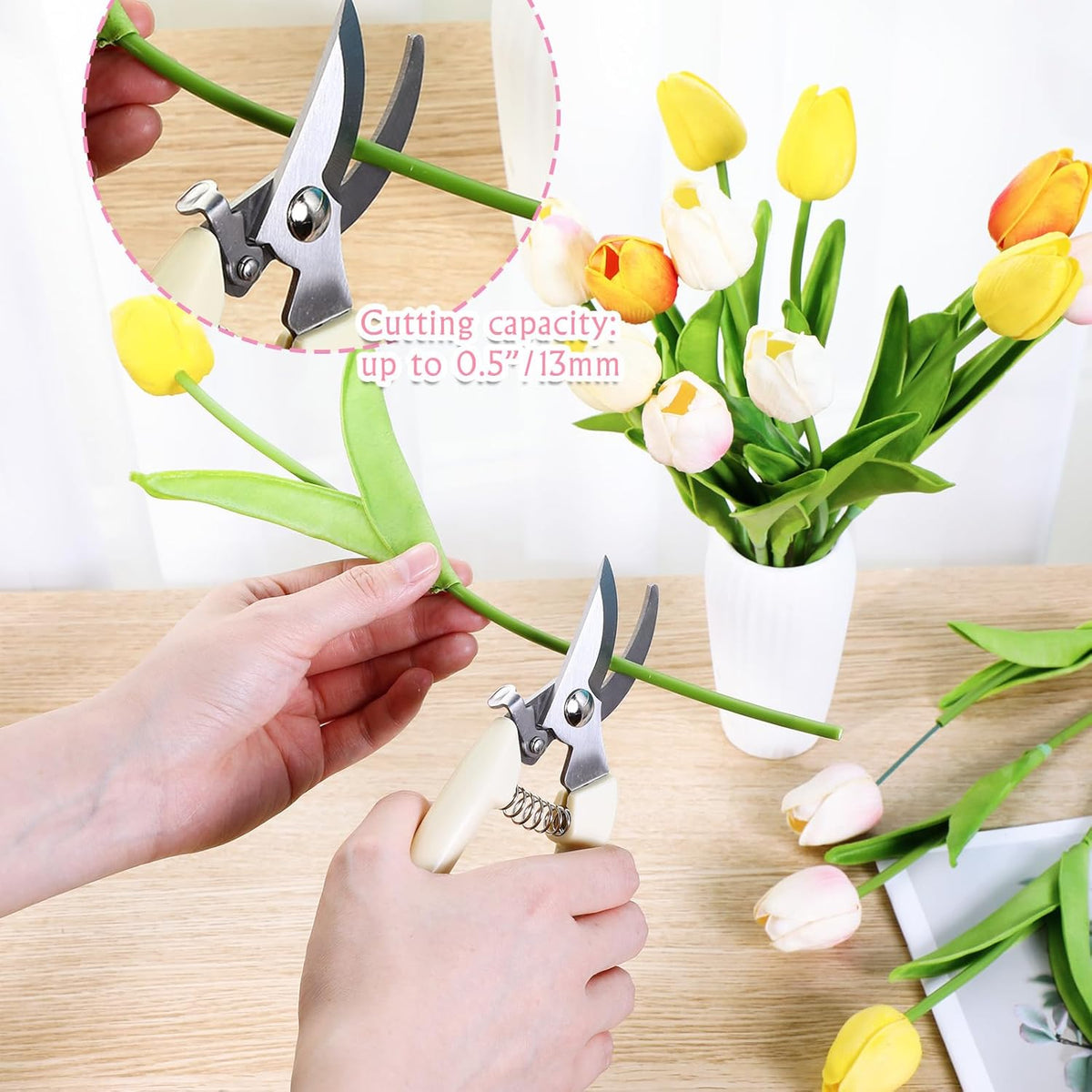 8 Pcs Garden Shears Pruning Scissors Clippers Sharp Hand Pruners for Gardening Tools Cutting Flowers Trimming Plants Bonsai Fruits Picking, 4 Bypass Blade and 4 Straight Blade