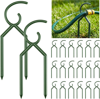 20 Pcs 3/4 Inches Garden Hose Guide Stakes Holder Garden Hose Green Holder Spike for Outside Yard Lawn Flower Beds Irrigation Sprinkler Protect Plant