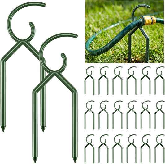 20 Pcs 3/4 Inches Garden Hose Guide Stakes Holder Garden Hose Green Holder Spike for Outside Yard Lawn Flower Beds Irrigation Sprinkler Protect Plant