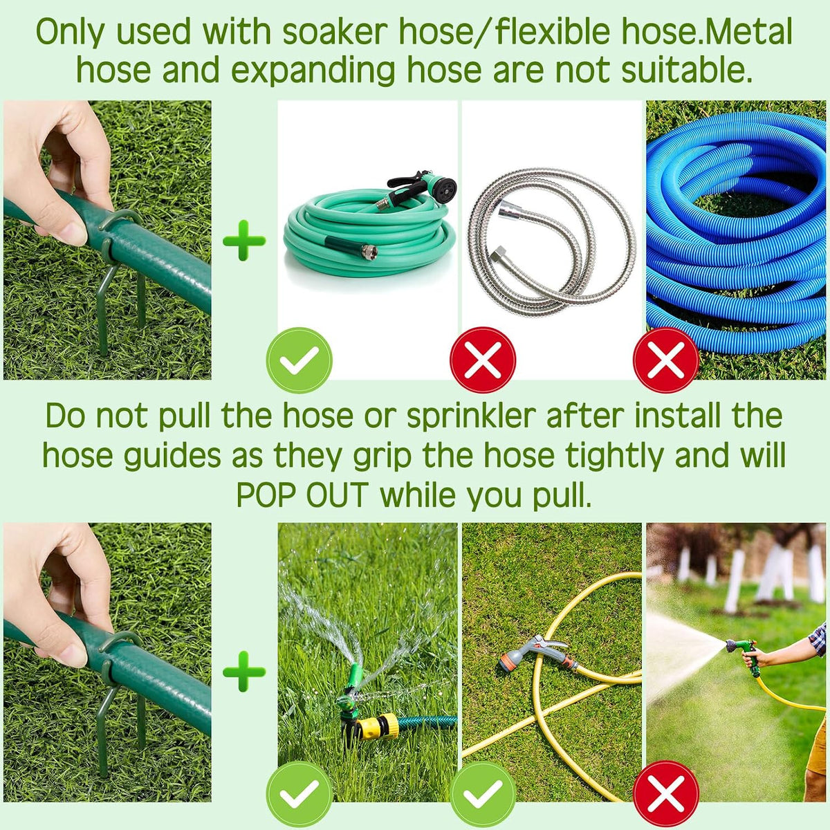20 Pcs 3/4 Inches Garden Hose Guide Stakes Holder Garden Hose Green Holder Spike for Outside Yard Lawn Flower Beds Irrigation Sprinkler Protect Plant