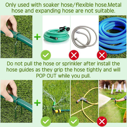 20 Pcs 3/4 Inches Garden Hose Guide Stakes Holder Garden Hose Green Holder Spike for Outside Yard Lawn Flower Beds Irrigation Sprinkler Protect Plant