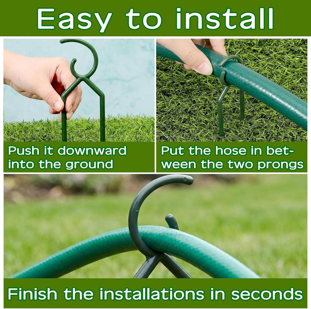 20 Pcs 3/4 Inches Garden Hose Guide Stakes Holder Garden Hose Green Holder Spike for Outside Yard Lawn Flower Beds Irrigation Sprinkler Protect Plant
