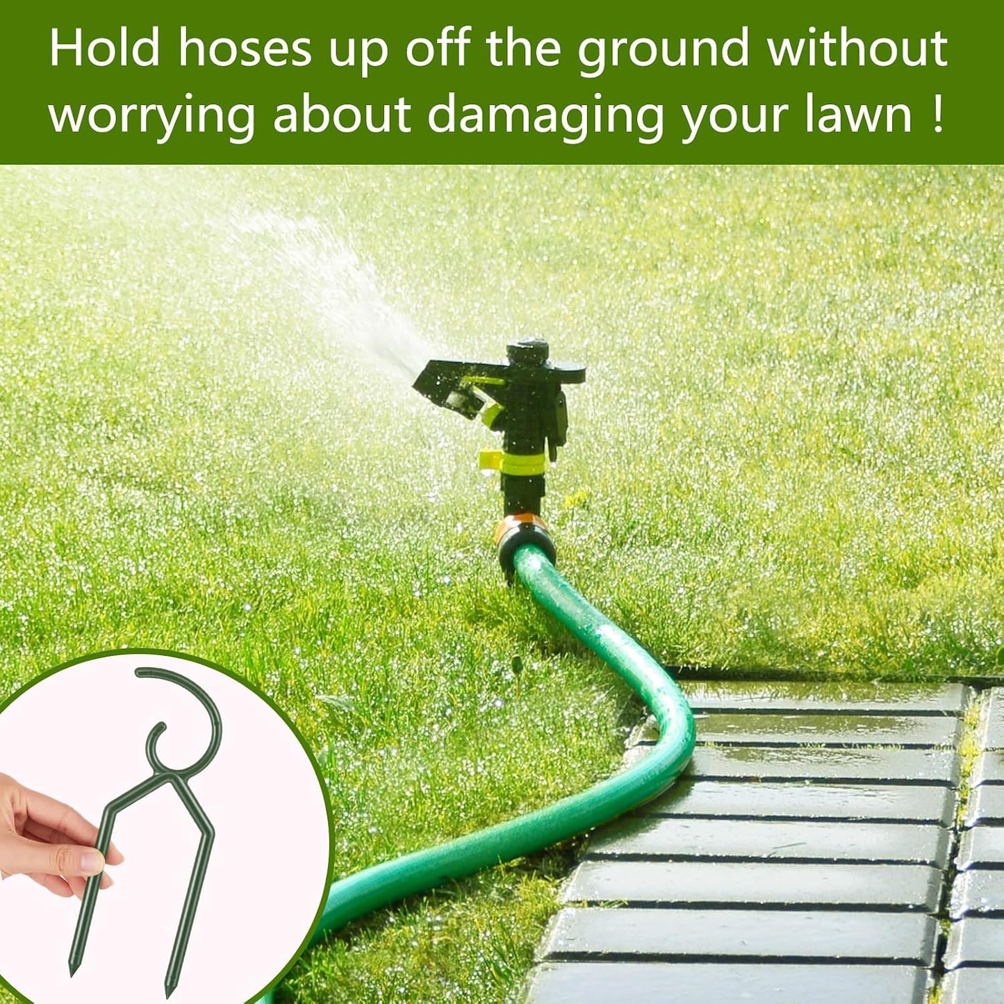 20 Pcs 3/4 Inches Garden Hose Guide Stakes Holder Garden Hose Green Holder Spike for Outside Yard Lawn Flower Beds Irrigation Sprinkler Protect Plant