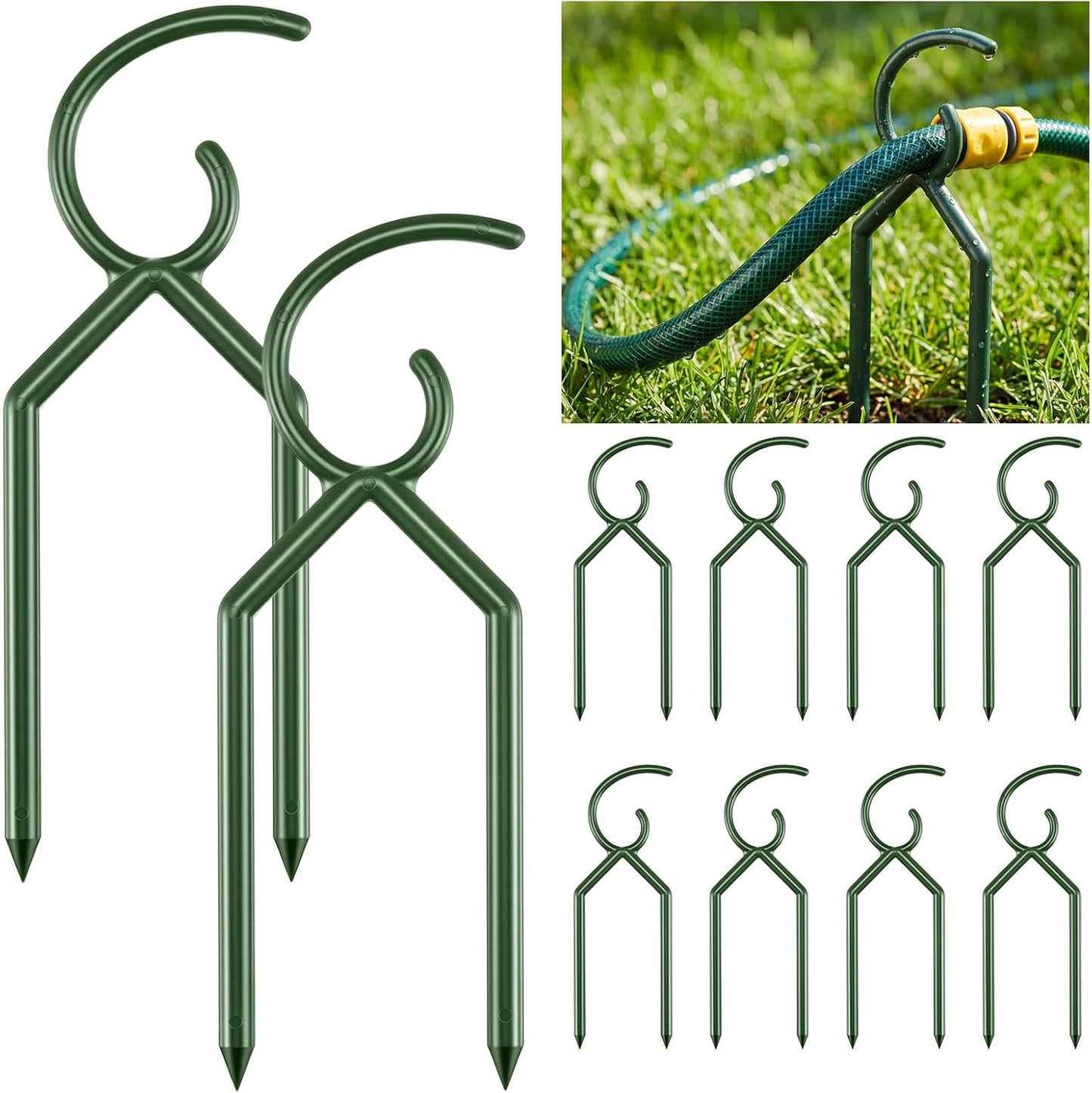 20 Pcs 3/4 Inches Garden Hose Guide Stakes Holder Garden Hose Green Holder Spike for Outside Yard Lawn Flower Beds Irrigation Sprinkler Protect Plant