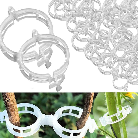 50 Pcs Heavy-Duty Plant Support Clips – Durable Plastic Trellis Clips for Tomatoes, Grapes, Vegetables, and Climbing Plants – Garden Vine Clips for Upright Growth and Healthier Plants (White)