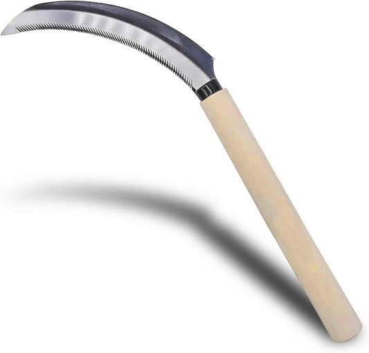 Kana Hoe 217 Japanese Garden Tool - Hand Hoe/Sickle is Perfect for Weeding and Cultivating. The Blade Edge is Very Sharp., Beige-a