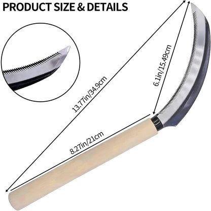 Kana Hoe 217 Japanese Garden Tool - Hand Hoe/Sickle is Perfect for Weeding and Cultivating. The Blade Edge is Very Sharp., Beige-a