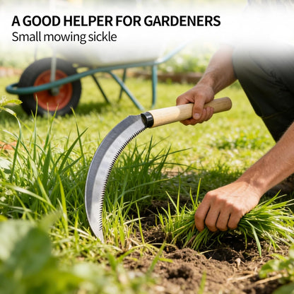 Kana Hoe 217 Japanese Garden Tool - Hand Hoe/Sickle is Perfect for Weeding and Cultivating. The Blade Edge is Very Sharp., Beige-a