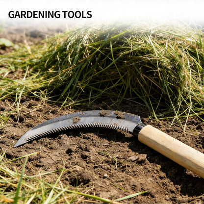 Kana Hoe 217 Japanese Garden Tool - Hand Hoe/Sickle is Perfect for Weeding and Cultivating. The Blade Edge is Very Sharp., Beige-a