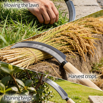 Kana Hoe 217 Japanese Garden Tool - Hand Hoe/Sickle is Perfect for Weeding and Cultivating. The Blade Edge is Very Sharp., Beige-a