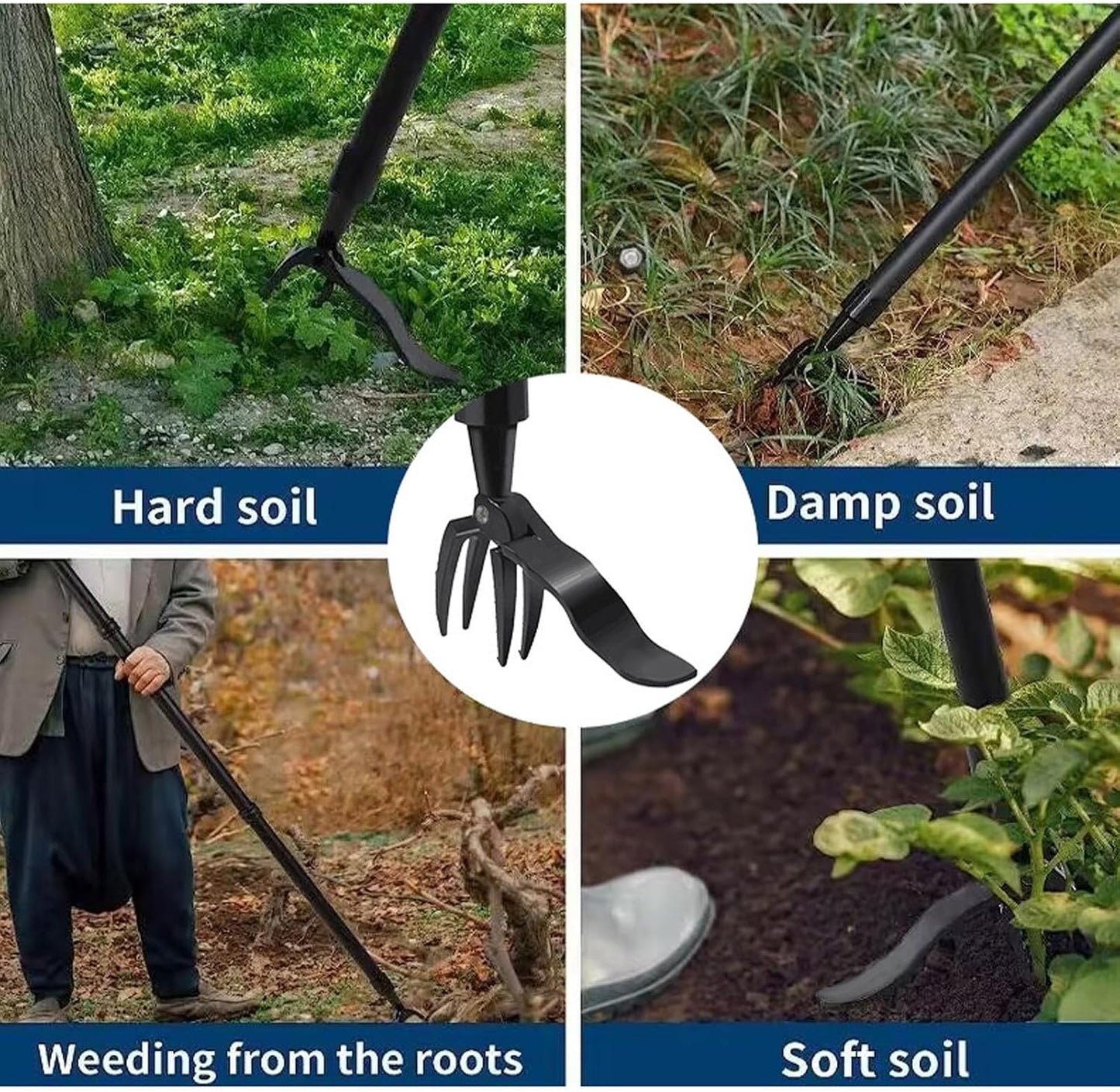Stand Up Weed Puller Tool for Gardening Heavy Duty Stainless Steel Claw Handle Weed Remove Tool for Lawn Yard and Garden