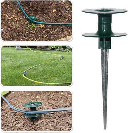 6 Pcs Metal Garden Hose Guide Spike Hose Guides for Garden Hose Guard Green