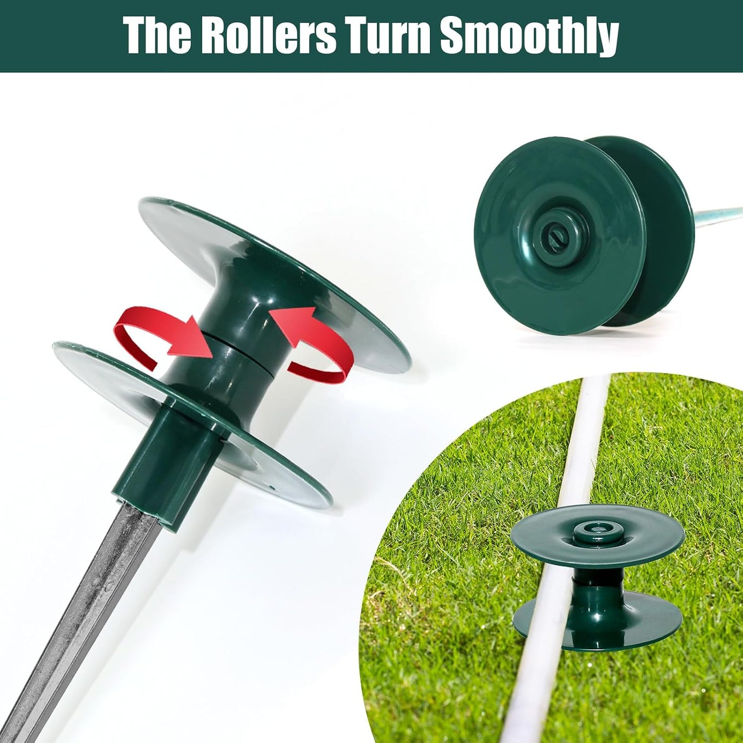6 Pcs Metal Garden Hose Guide Spike Hose Guides for Garden Hose Guard Green