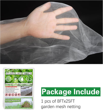Garden Netting, Ultra Fine Mesh, 8x24 FT, White, 3 Pack