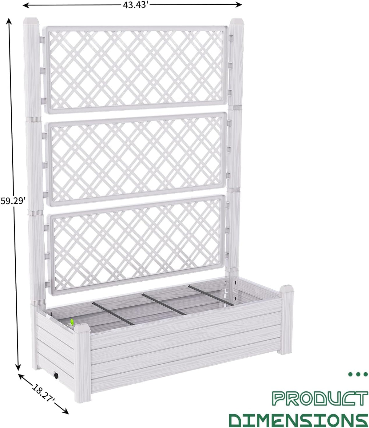 Elevated Raised Garden Bed with Trellis,Resin Planter Boxes Outdoor for Backyard Balcony,Large Patio Planter Box for Herbs Flowers Vegetables(Ashen)
