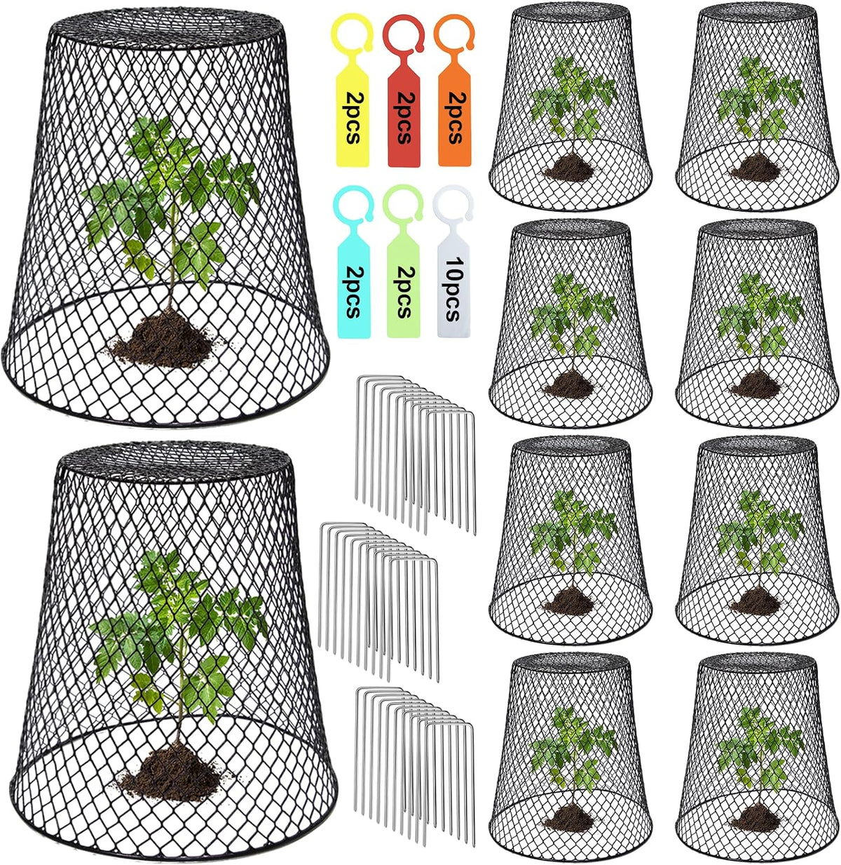 10 Pcs 9.13"×9.13" Chicken Wire Cloche Plant Covers Garden Netting Metal Heavy Duty Plant Protectors from Animals for Keeping Bunnies Chicken Squirrels Birds Other Out