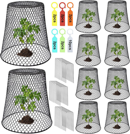 10 Pcs 9.13"×9.13" Chicken Wire Cloche Plant Covers Garden Netting Metal Heavy Duty Plant Protectors from Animals for Keeping Bunnies Chicken Squirrels Birds Other Out