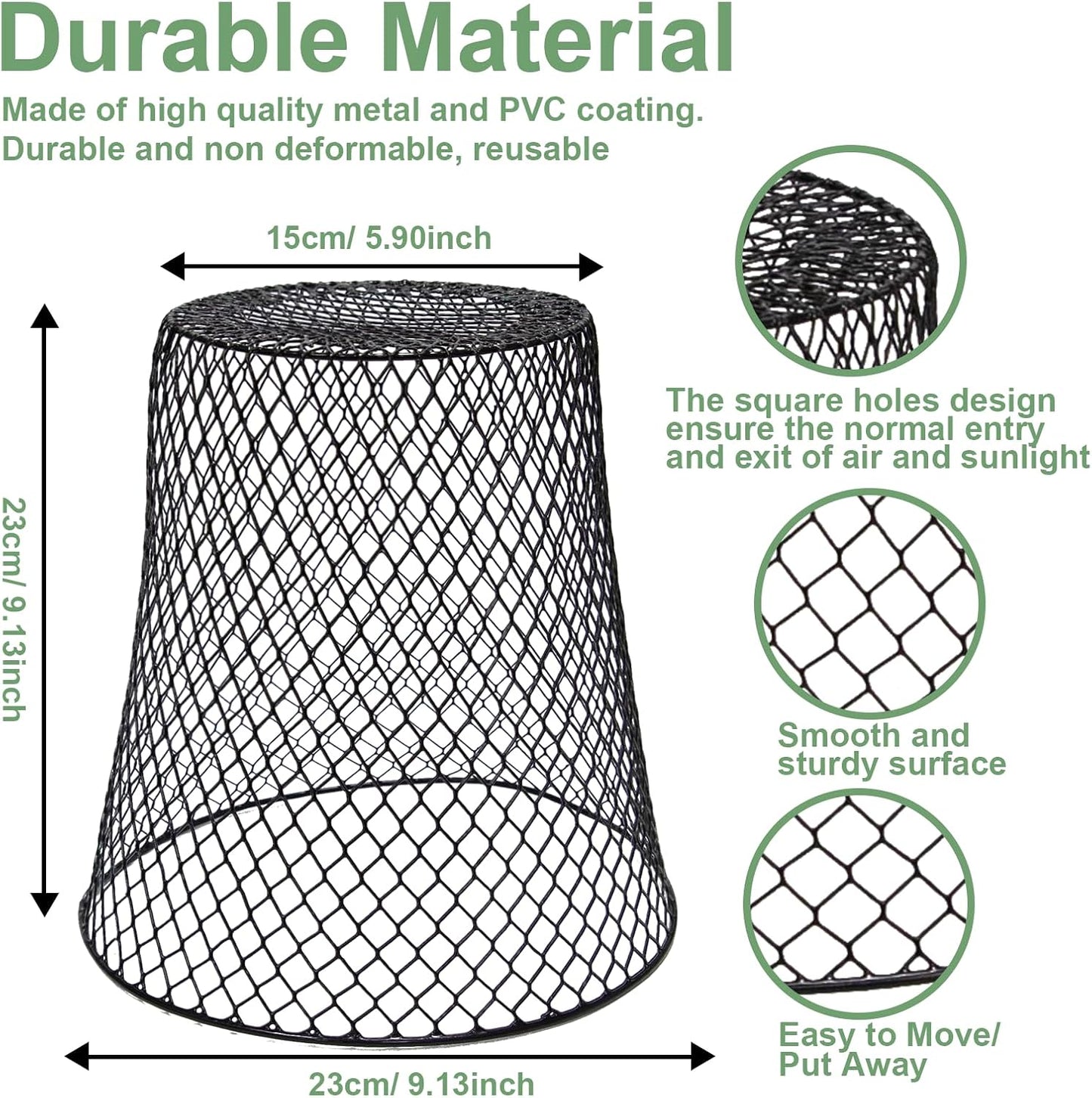 10 Pcs 9.13"×9.13" Chicken Wire Cloche Plant Covers Garden Netting Metal Heavy Duty Plant Protectors from Animals for Keeping Bunnies Chicken Squirrels Birds Other Out