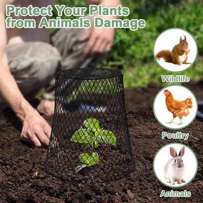 10 Pcs 9.13"×9.13" Chicken Wire Cloche Plant Covers Garden Netting Metal Heavy Duty Plant Protectors from Animals for Keeping Bunnies Chicken Squirrels Birds Other Out