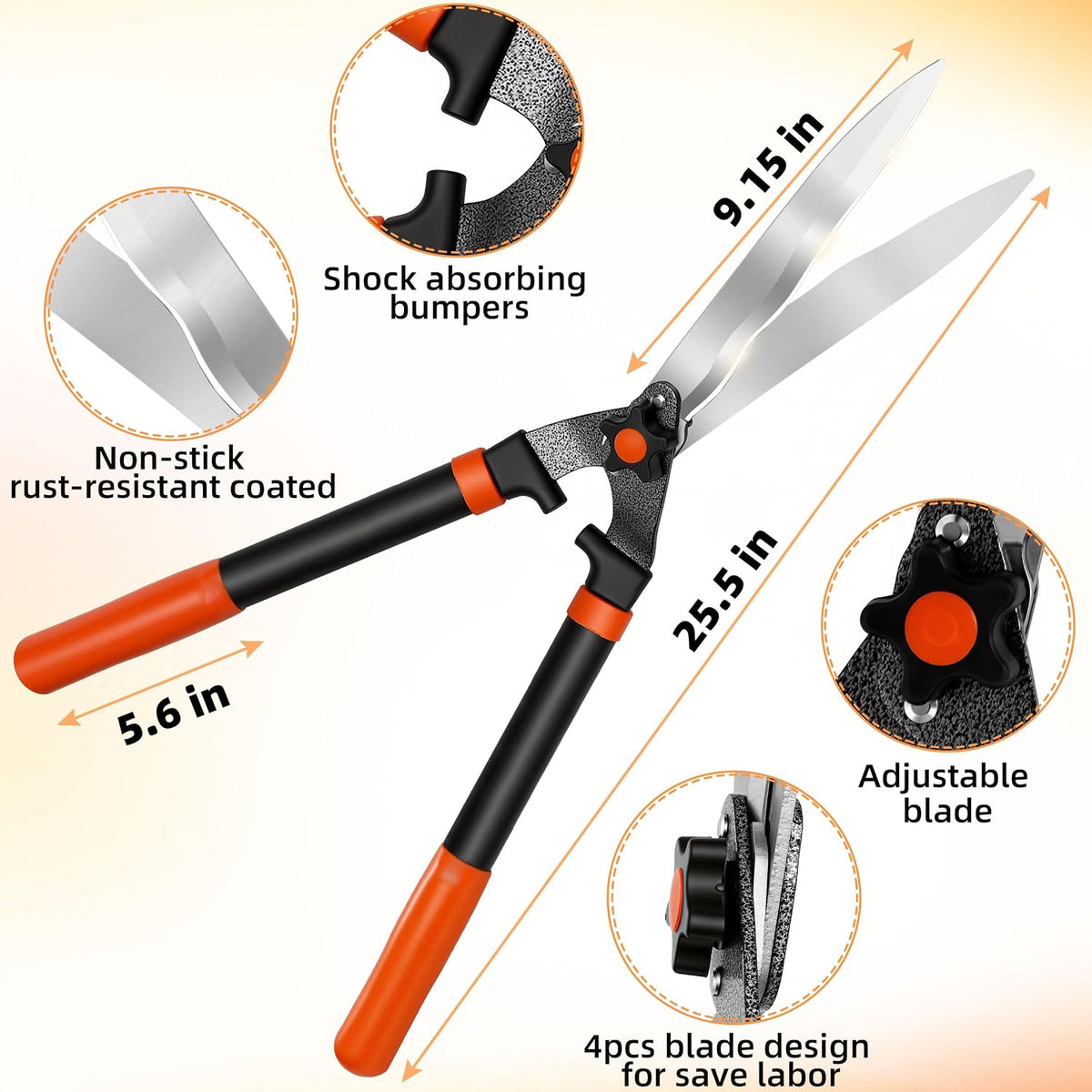 3-Piece Loppers Hedge Shears Pruners Heavy Duty Combo Clippers