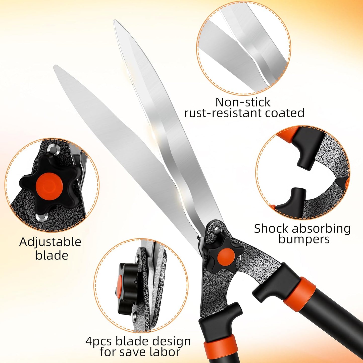 3-Piece Loppers Hedge Shears Pruners Heavy Duty Combo Clippers