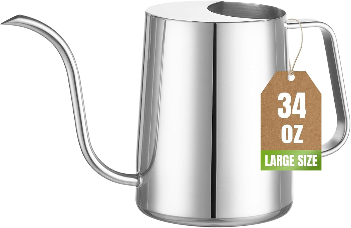 Watering Can Indoor Plants, 34oz Stainless Steel Long Spout, Black